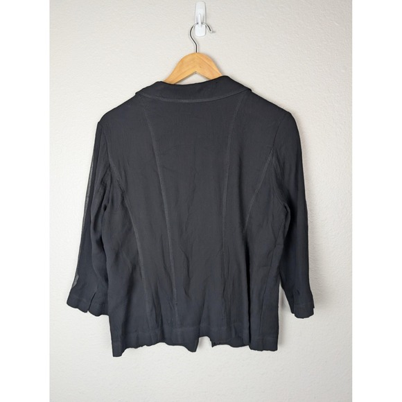 Eileen‎ Fisher Jacket Womens Medium Black Silk Cotton 2 Button Blazer Textured - Picture 2 of 8